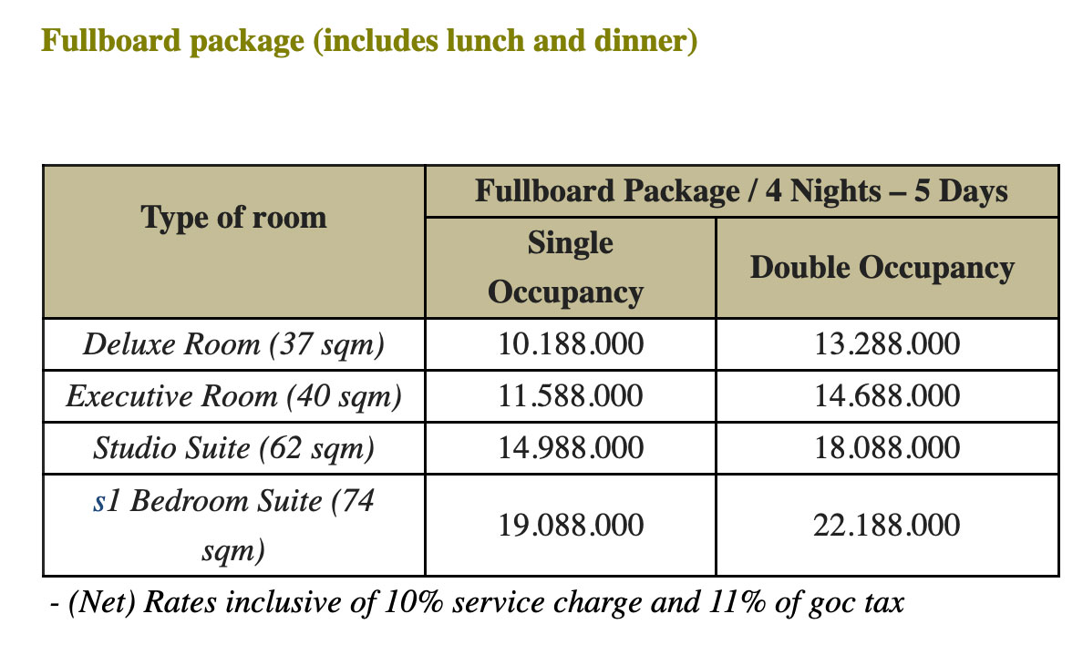 AYANA Quarantee package